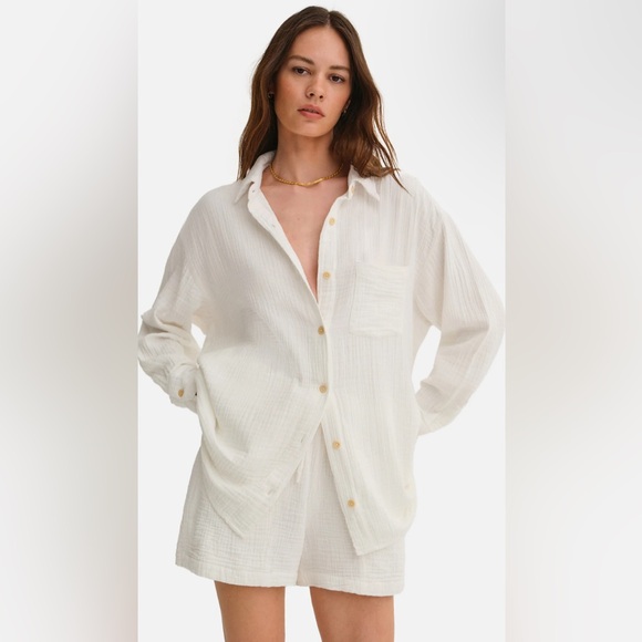 NWT Mate the Label Organic Gauze Oversized Button up - Picture 2 of 4